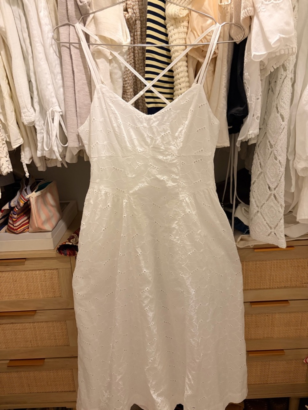 White Eyelet Midi Dress